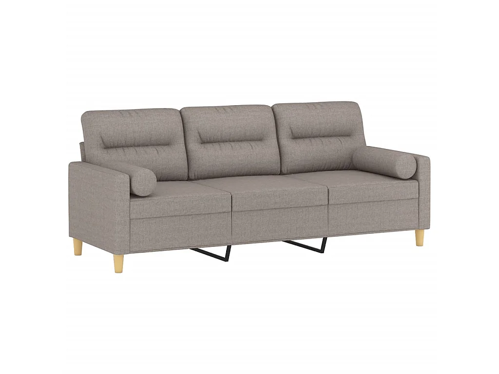 Canapé à 3 places avec oreillers décoratifs taupe 180 cm tissu OLA8696