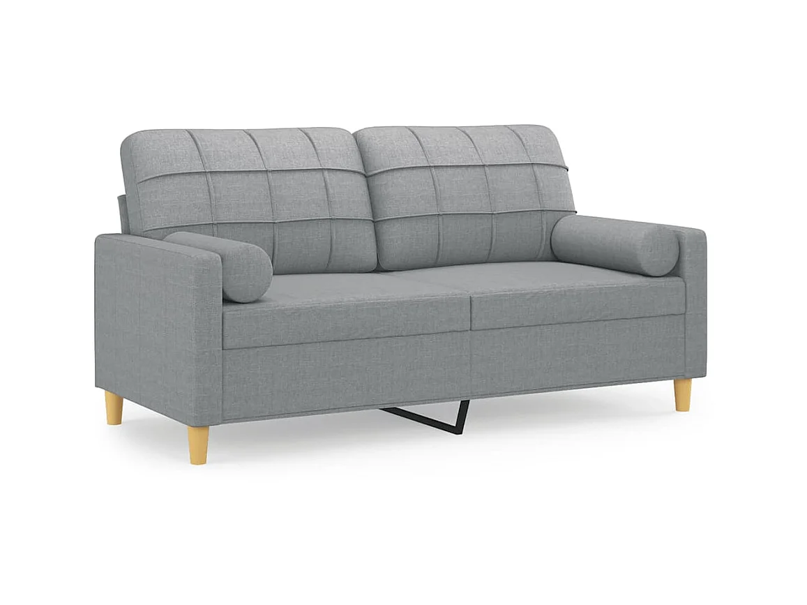 Canapé à 2 places avec oreillers gris clair 140 cm tissu OID8316