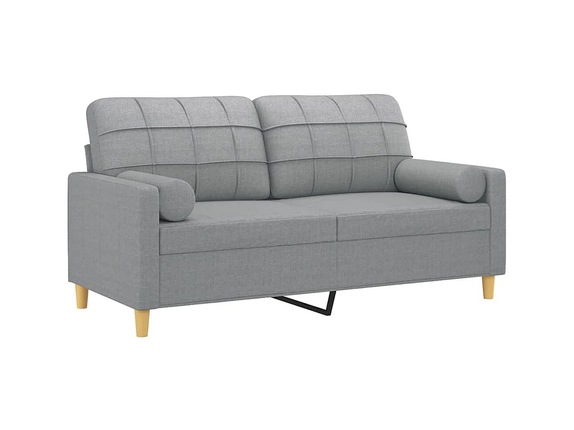Canapé à 2 places avec oreillers gris clair 140 cm tissu OID8316