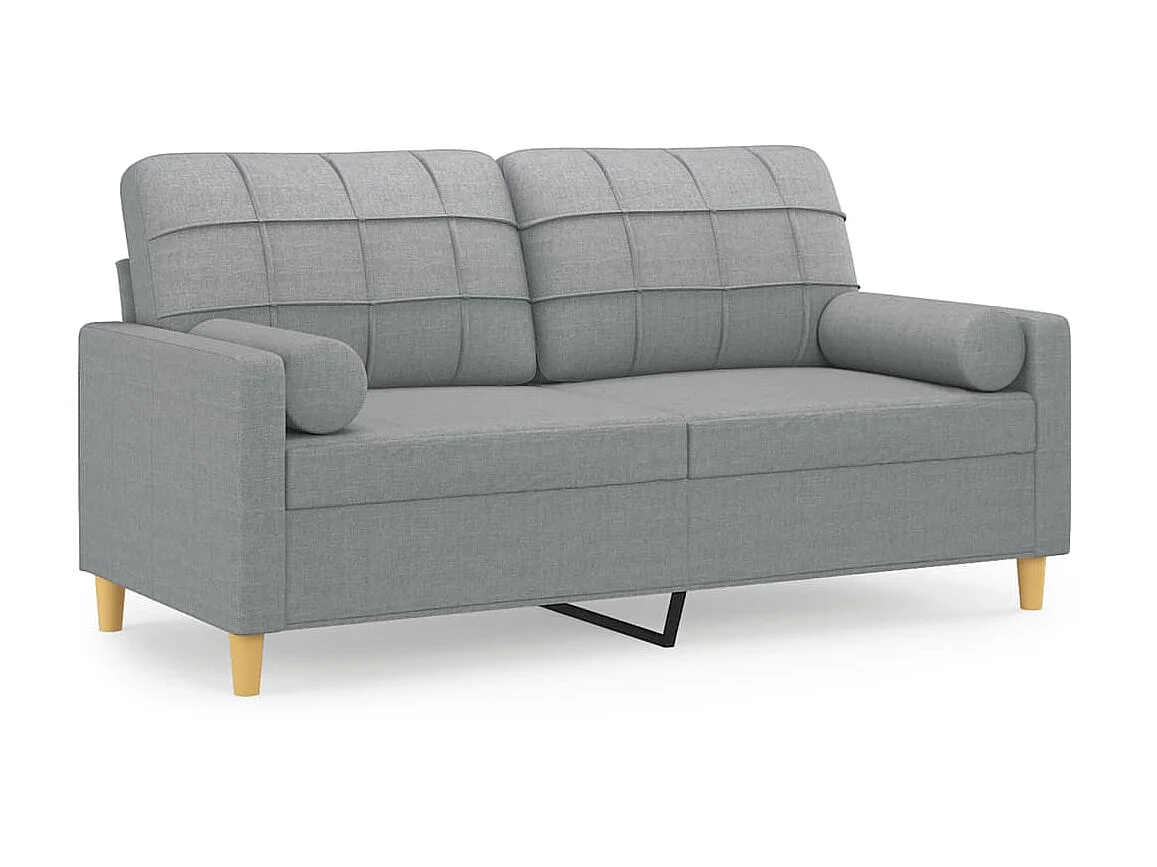 Canapé à 2 places avec oreillers gris clair 140 cm tissu OID8316