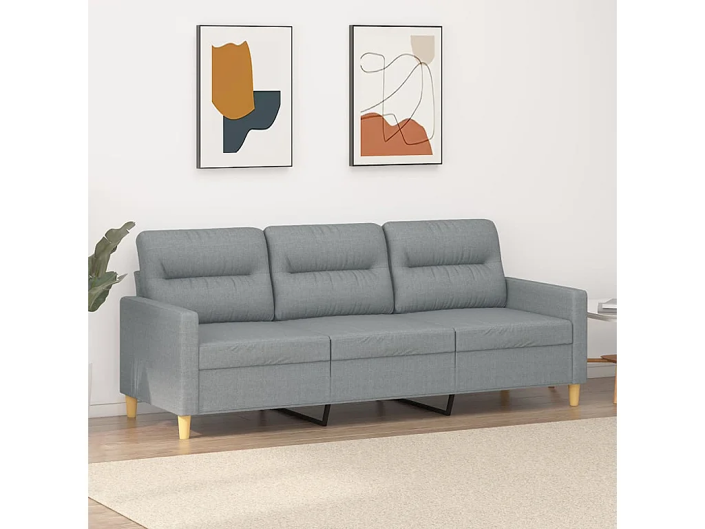 3-Sitzer-Sofa | Wohnzimmersofa Hellgrau 180 cm Stoff -gkd41626