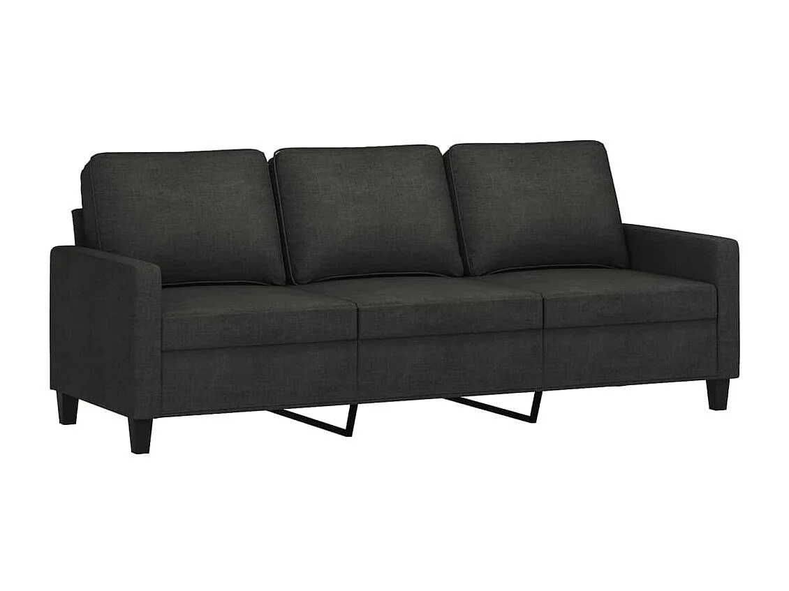 3-Sitzer-Sofa | Wohnzimmersofa mit Hocker Schwarz 180 cm Stoff -gkd484563