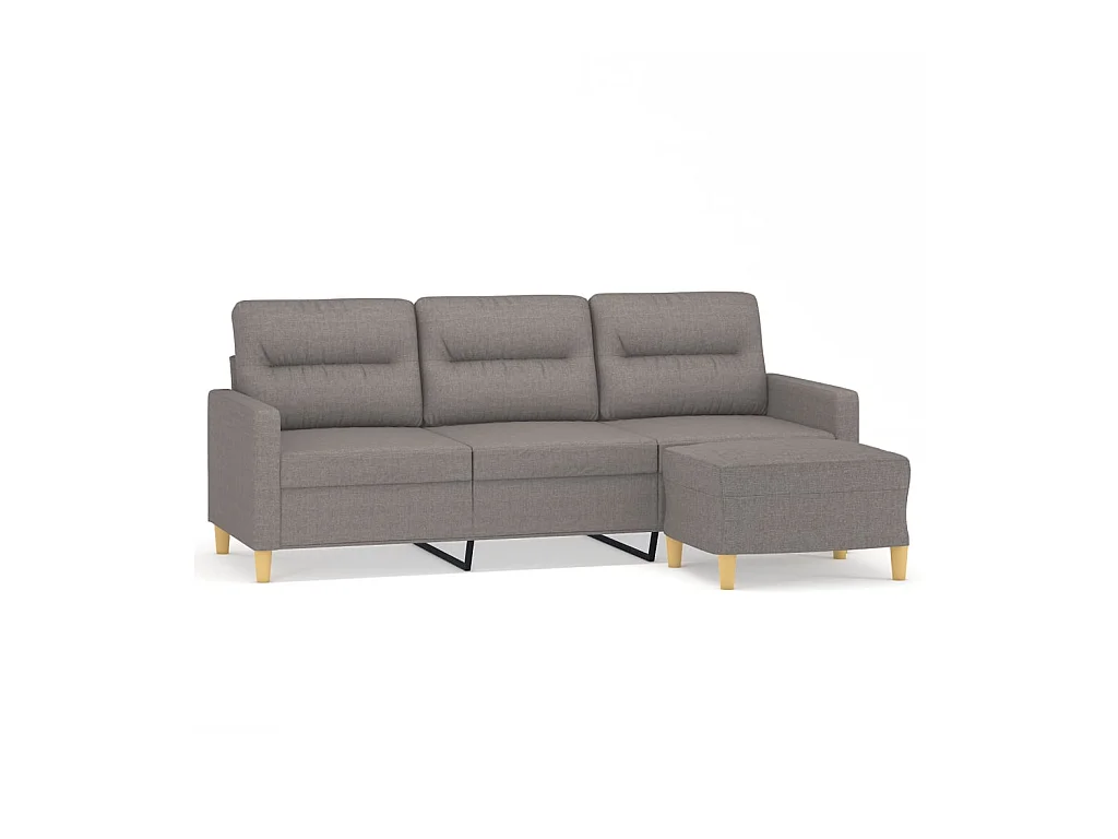 3-Sitzer-Sofa | Wohnzimmersofa mit Hocker Taupe 180 cm Stoff -gkd21931