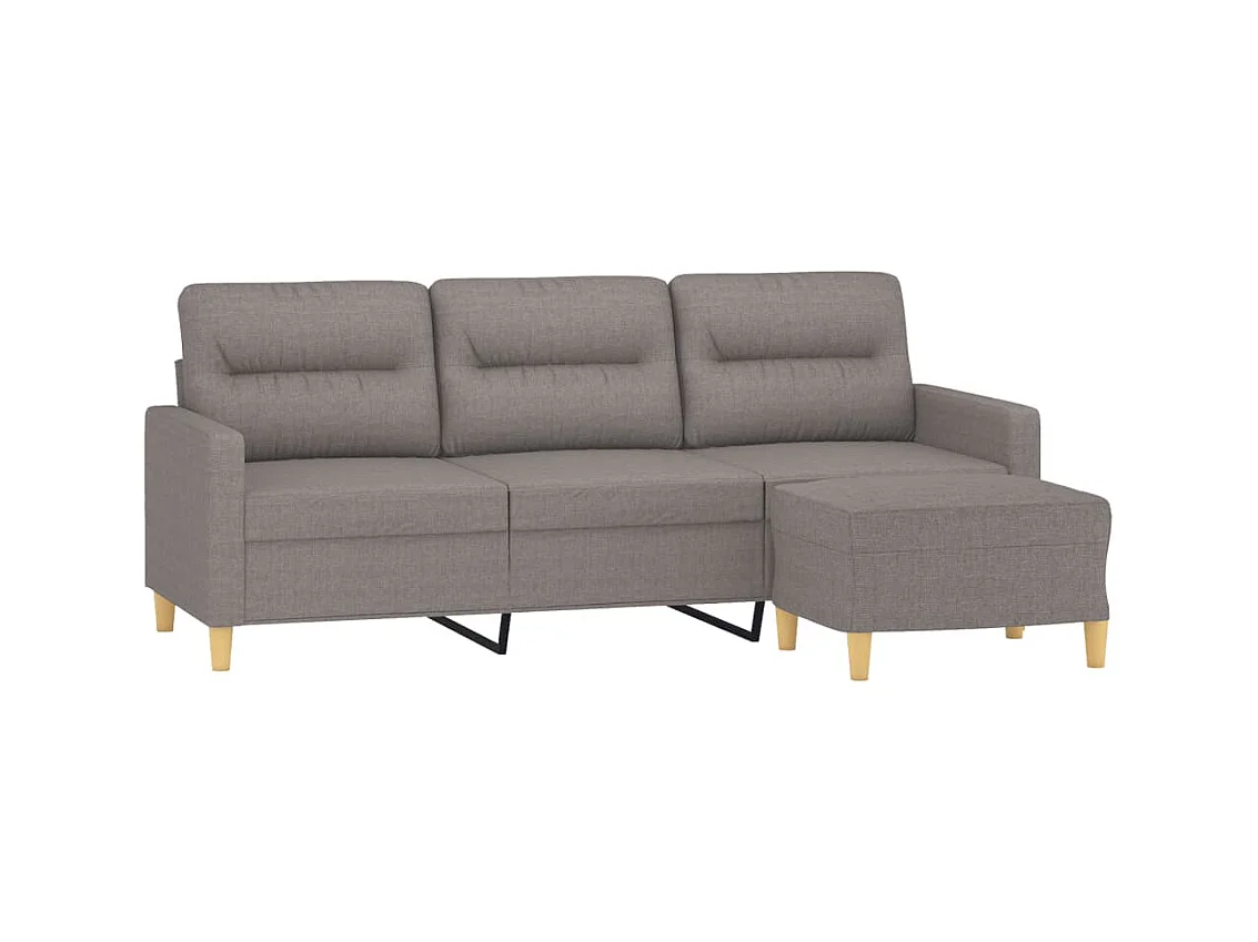 3-Sitzer-Sofa | Wohnzimmersofa mit Hocker Taupe 180 cm Stoff -gkd21931