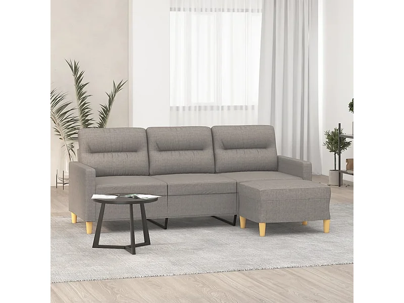 Driezitsbank met voetenbank 180 cm stof taupe NL757929