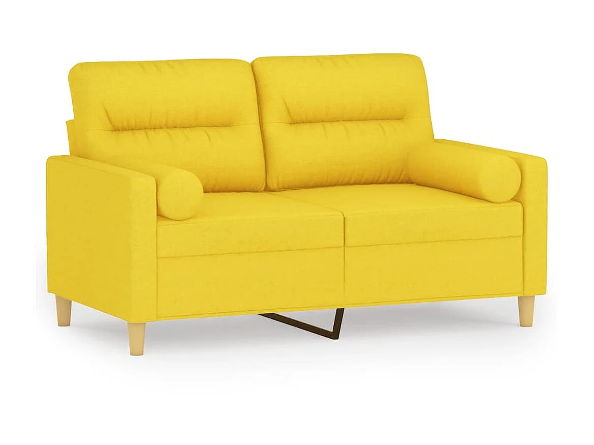 2-Sitzer-Sofa | Wohnzimmersofa mit Zierkissen Hellgelb 120 cm Stoff -gkd962030