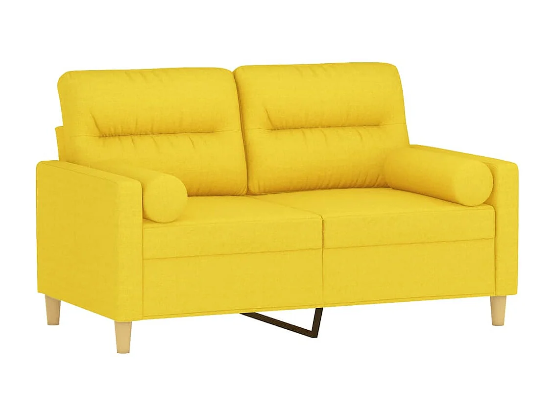 2-Sitzer-Sofa | Wohnzimmersofa mit Zierkissen Hellgelb 120 cm Stoff -gkd962030