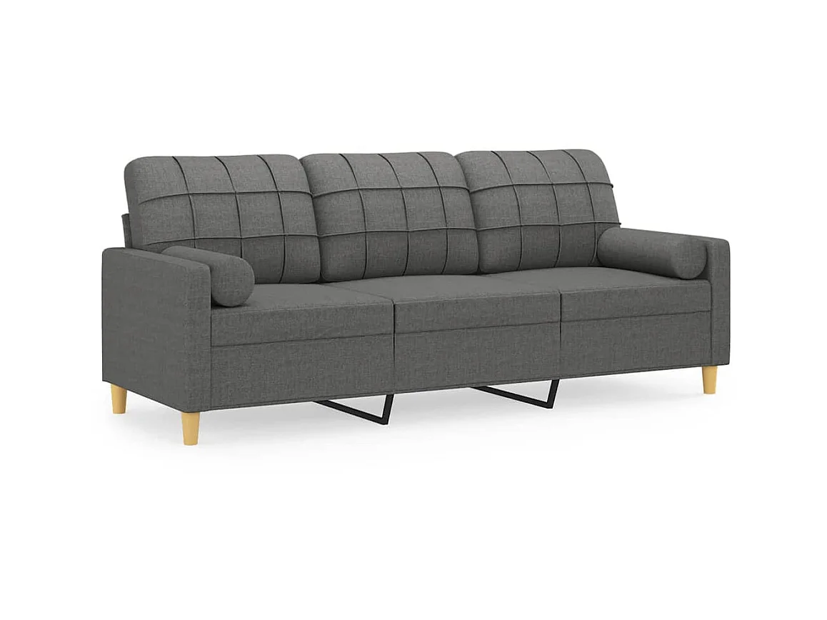 3-Sitzer-Sofa | Wohnzimmersofa mit Zierkissen Dunkelgrau 180 cm Stoff -gkd609165