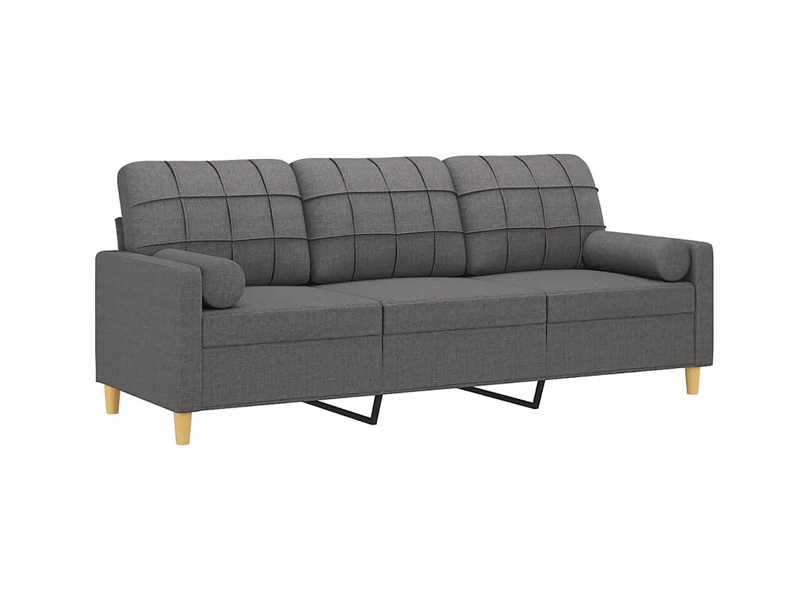 3-Sitzer-Sofa | Wohnzimmersofa mit Zierkissen Dunkelgrau 180 cm Stoff -gkd609165