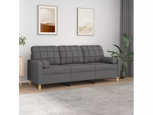 Kauf Unique 3-Sitzer-Sofa | Wohnzimmersofa mit Zierkissen Dunkelgrau 180 cm Stoff -gkd609165