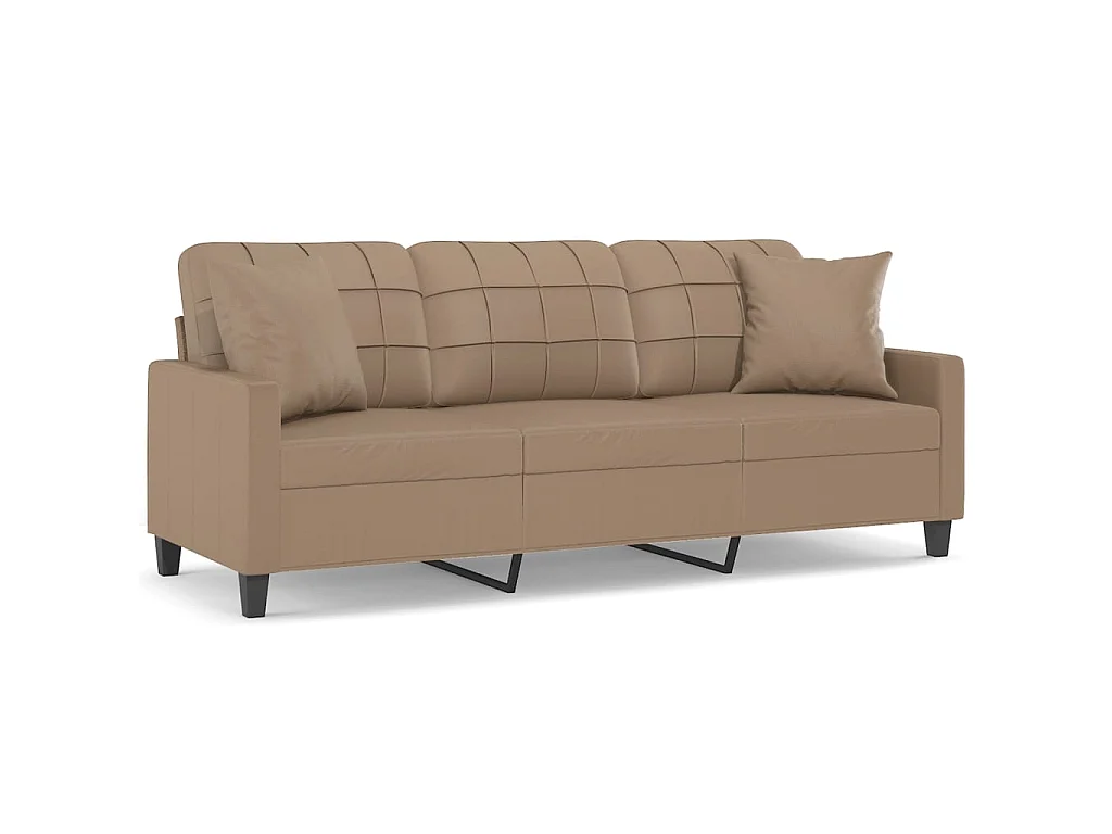 3-Sitzer-Sofa | Wohnzimmersofa mit Zierkissen Cappuccino-Braun 180 cm Kunstleder -gkd129141