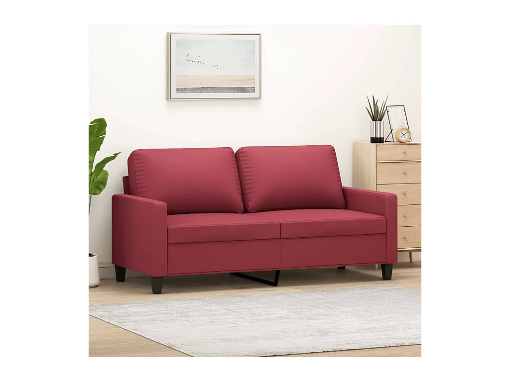 Canapé à 2 places Rouge bordeaux 140 cm Similicuir OLA4029