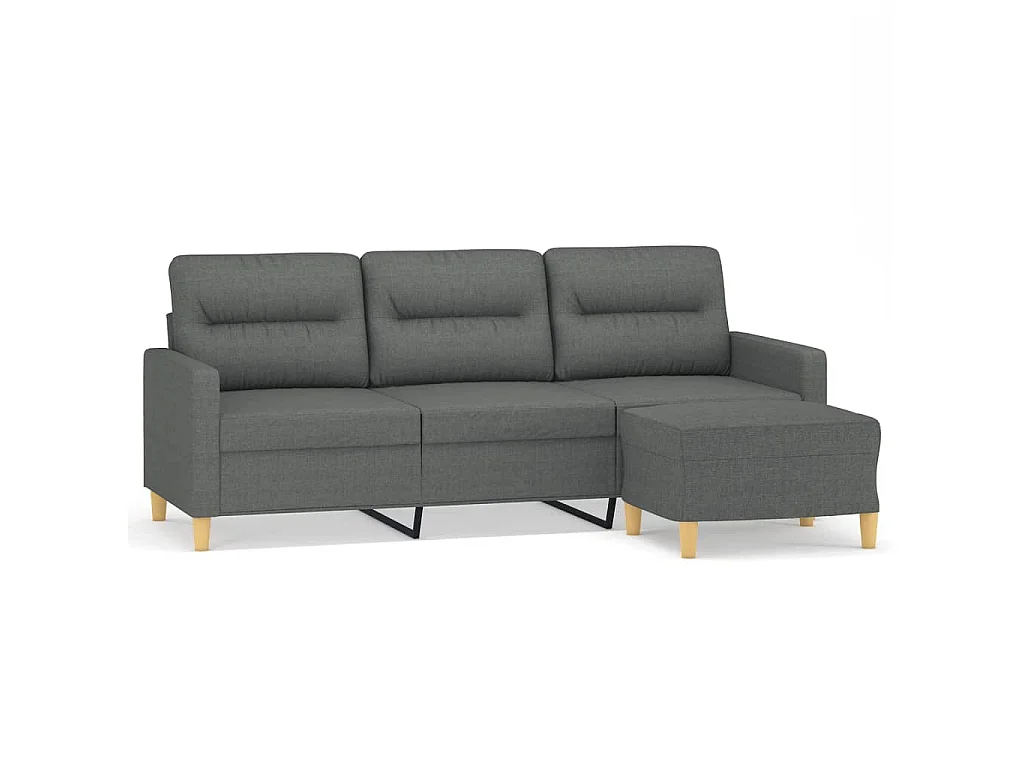 Canapé à 3 places avec repose-pieds Gris foncé 180 cm Tissu OLA7765
