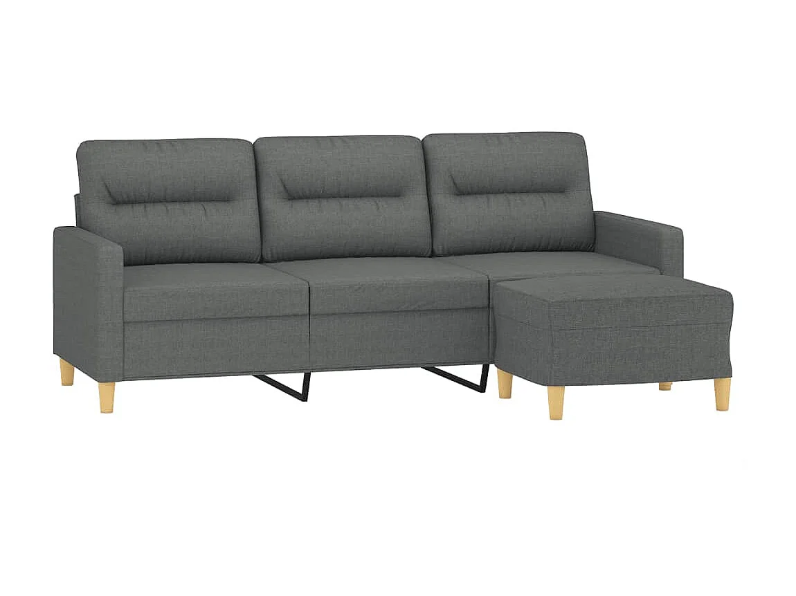 Canapé à 3 places avec repose-pieds Gris foncé 180 cm Tissu OLA7765