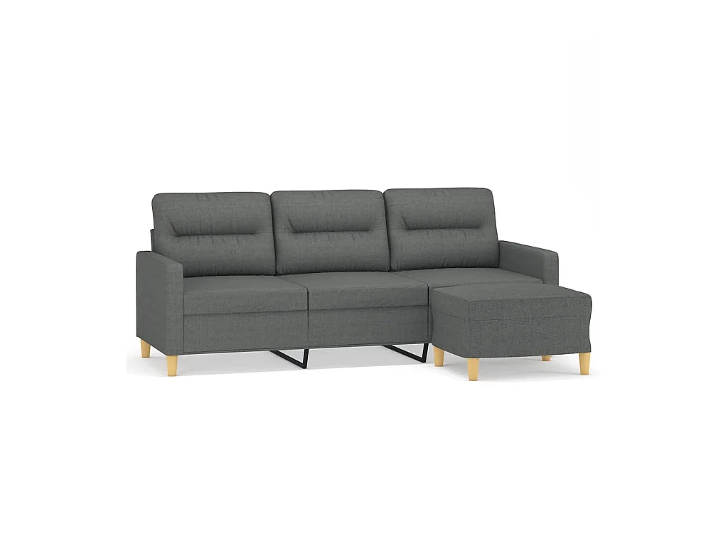 3-Sitzer-Sofa | Wohnzimmersofa mit Hocker Dunkelgrau 180 cm Stoff -gkd431753