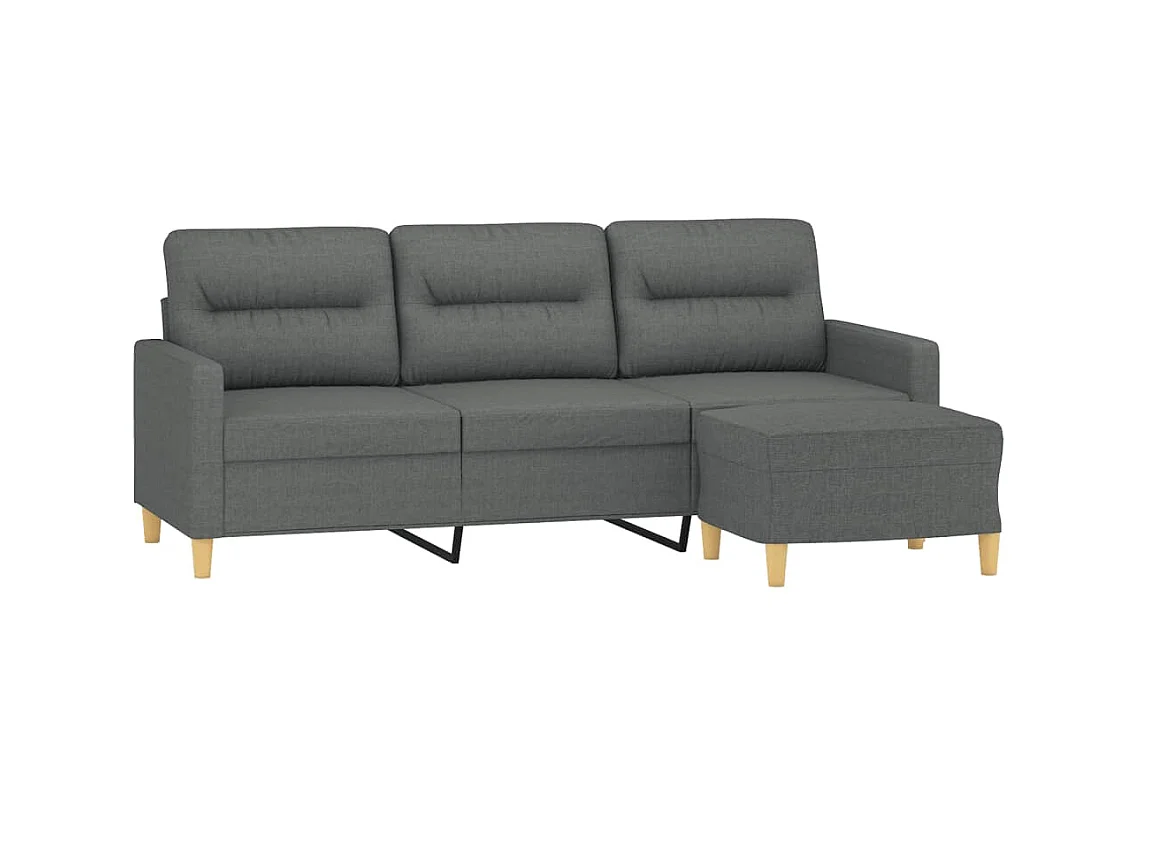 3-Sitzer-Sofa | Wohnzimmersofa mit Hocker Dunkelgrau 180 cm Stoff -gkd431753