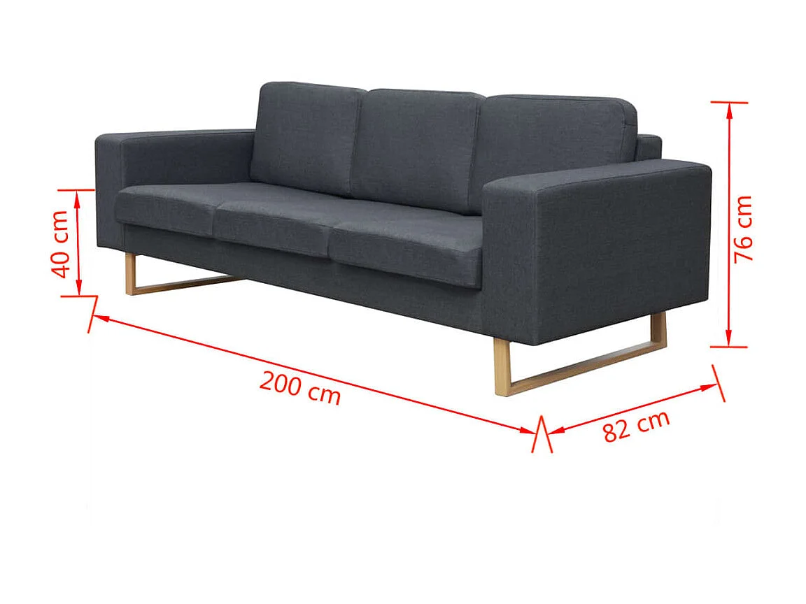 Canapé à 3 places Tissu Gris foncé OID4209