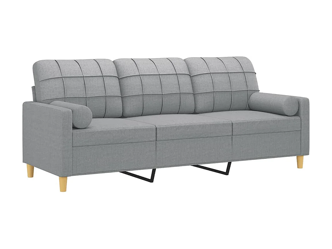 Canapé à 3 places avec oreillers gris clair 180 cm tissu OID7077