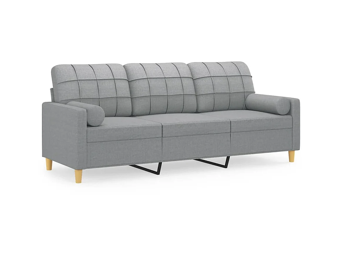 Canapé à 3 places avec oreillers gris clair 180 cm tissu OID7077