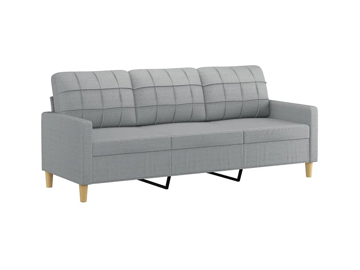 Canapé à 3 places avec oreillers gris clair 180 cm tissu OID7077