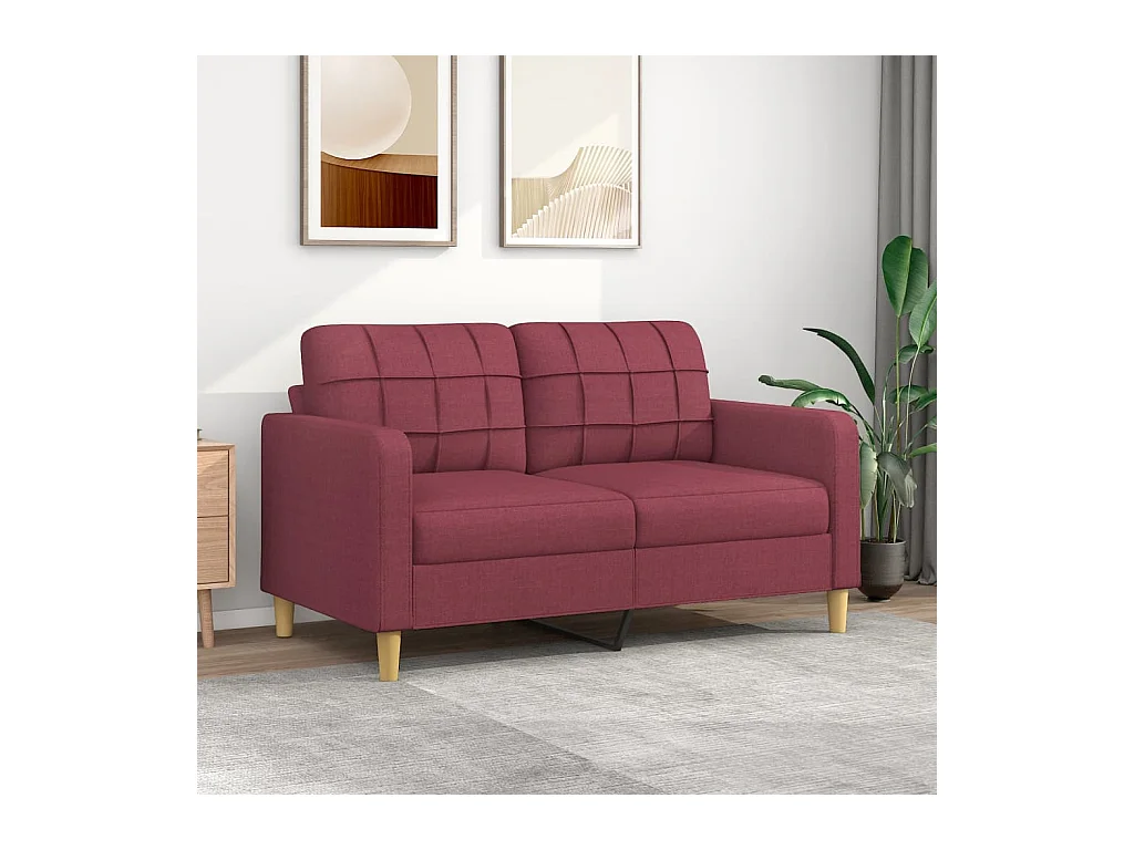 Canapé à 2 places Rouge bordeaux 140 cm Tissu OID2526