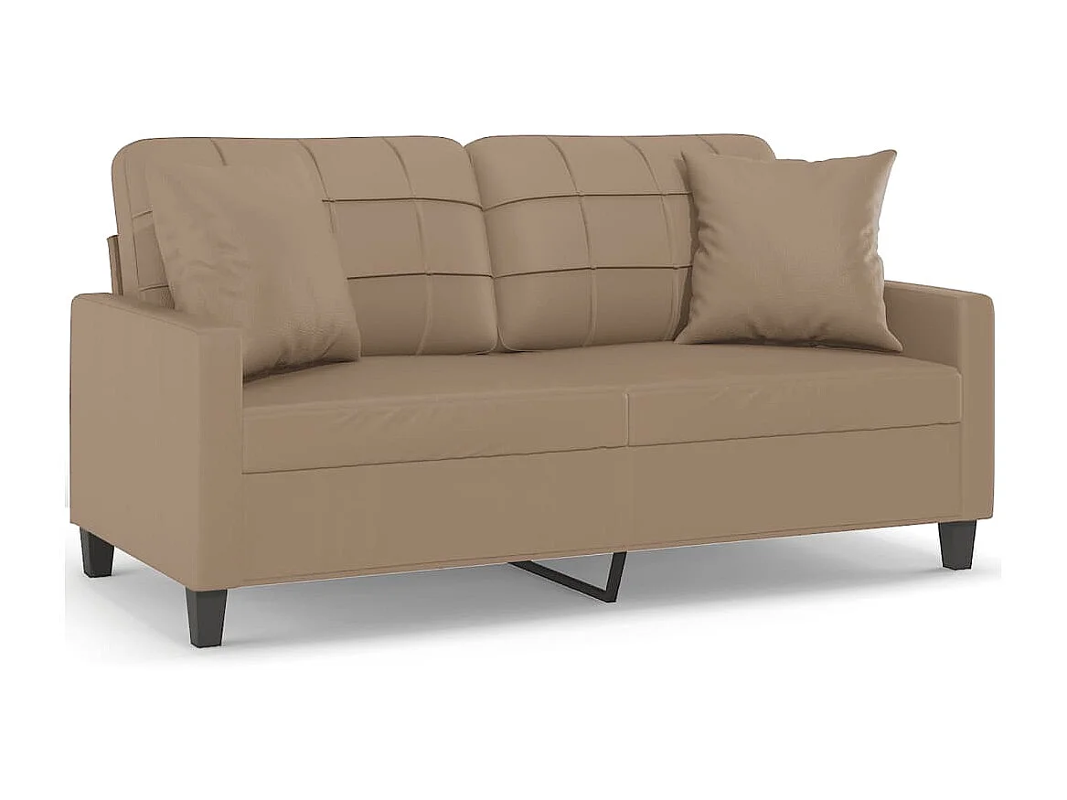 2-Sitzer-Sofa | Wohnzimmersofa mit Zierkissen Cappuccino-Braun 140 cm Kunstleder -gkd802785