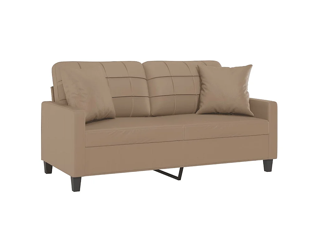 2-Sitzer-Sofa | Wohnzimmersofa mit Zierkissen Cappuccino-Braun 140 cm Kunstleder -gkd802785