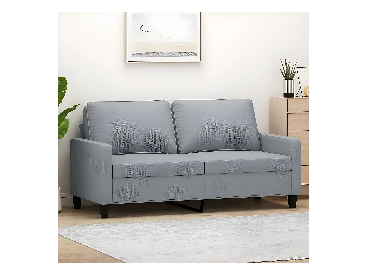 Canapé à 2 places Gris clair 140 cm Tissu OLA1215