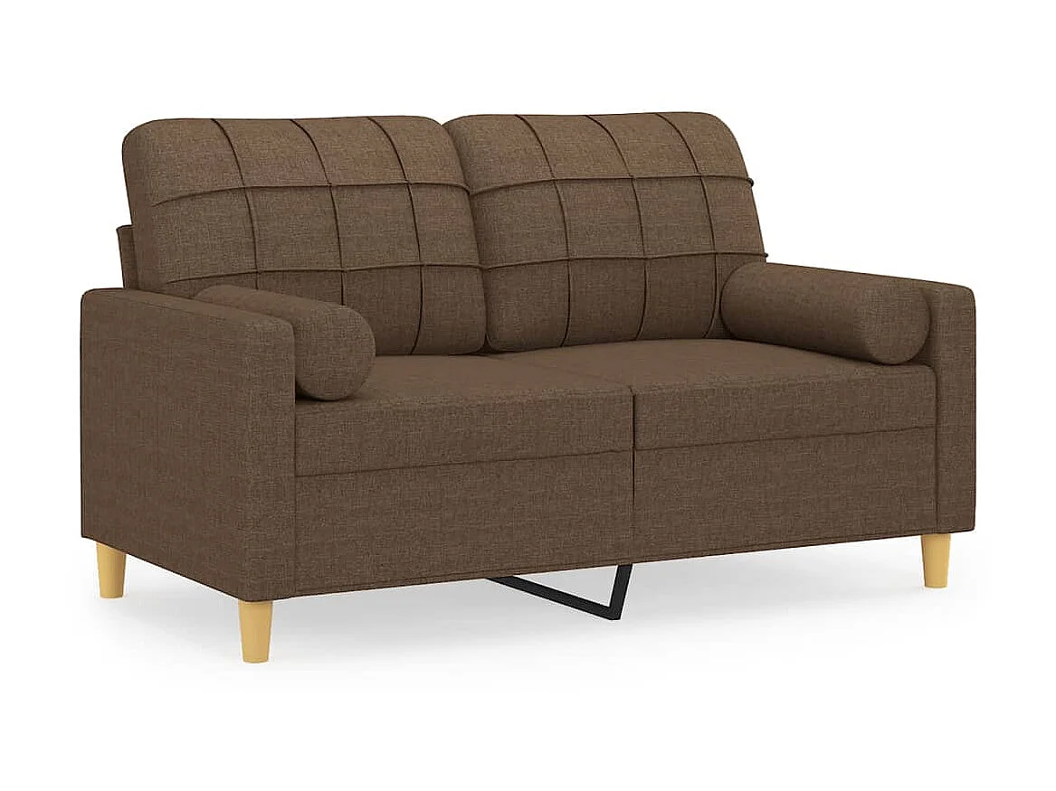 Canapé à 2 places avec oreillers décoratifs marron 120 cm tissu OID6065