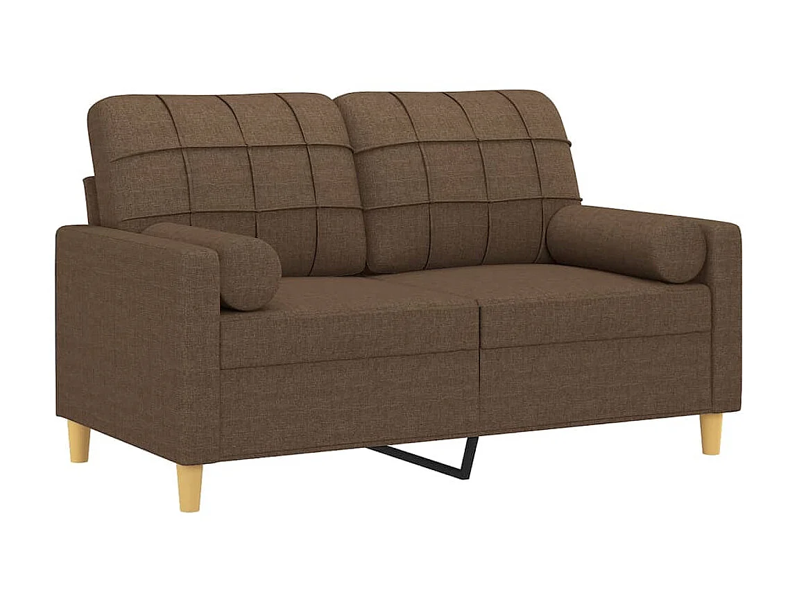 Canapé à 2 places avec oreillers décoratifs marron 120 cm tissu OID6065
