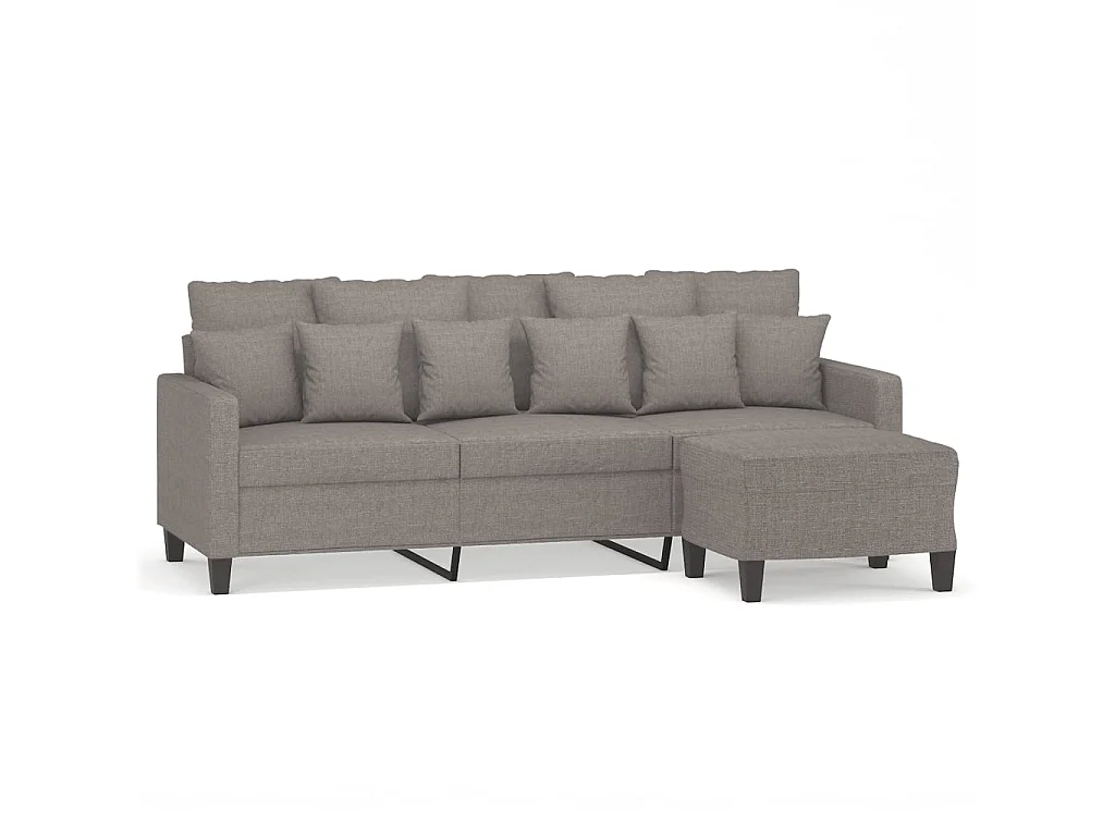 Sofá de 3 plazas con taburete de tela gris taupe 180 cm ES362271