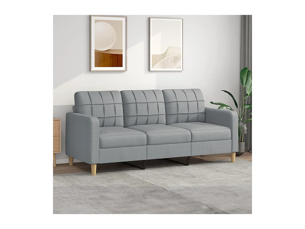 Canapé à 3 places Gris clair 180 cm Tissu OID3736