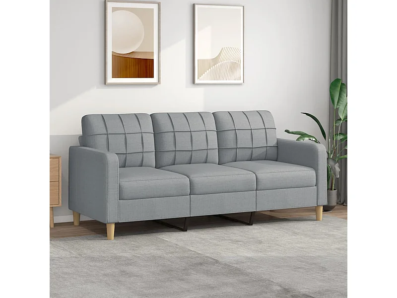 Canapé à 3 places Gris clair 180 cm Tissu OID3736