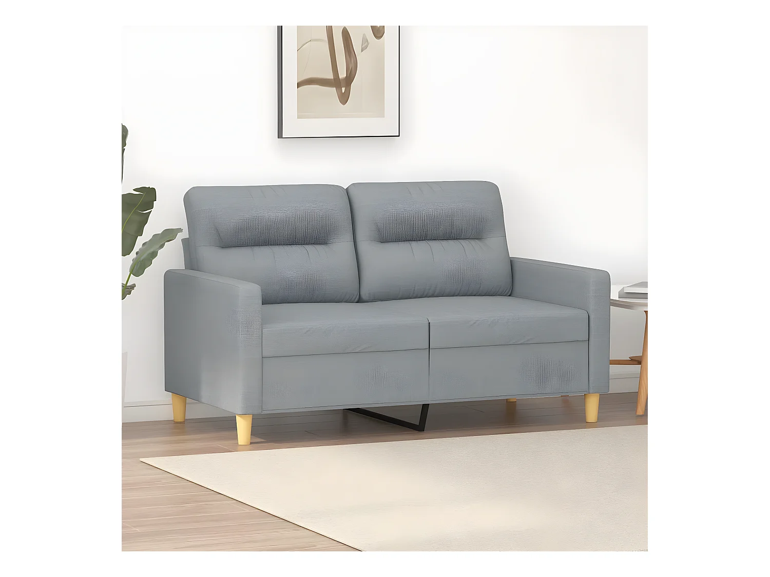 Sofá de 2 plazas de tela gris claro 120 cm PWFG78540