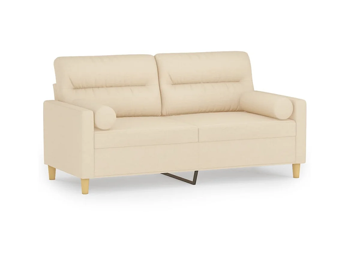 Canapé à 2 places avec oreillers décoratifs crème 140 cm tissu OLA4126