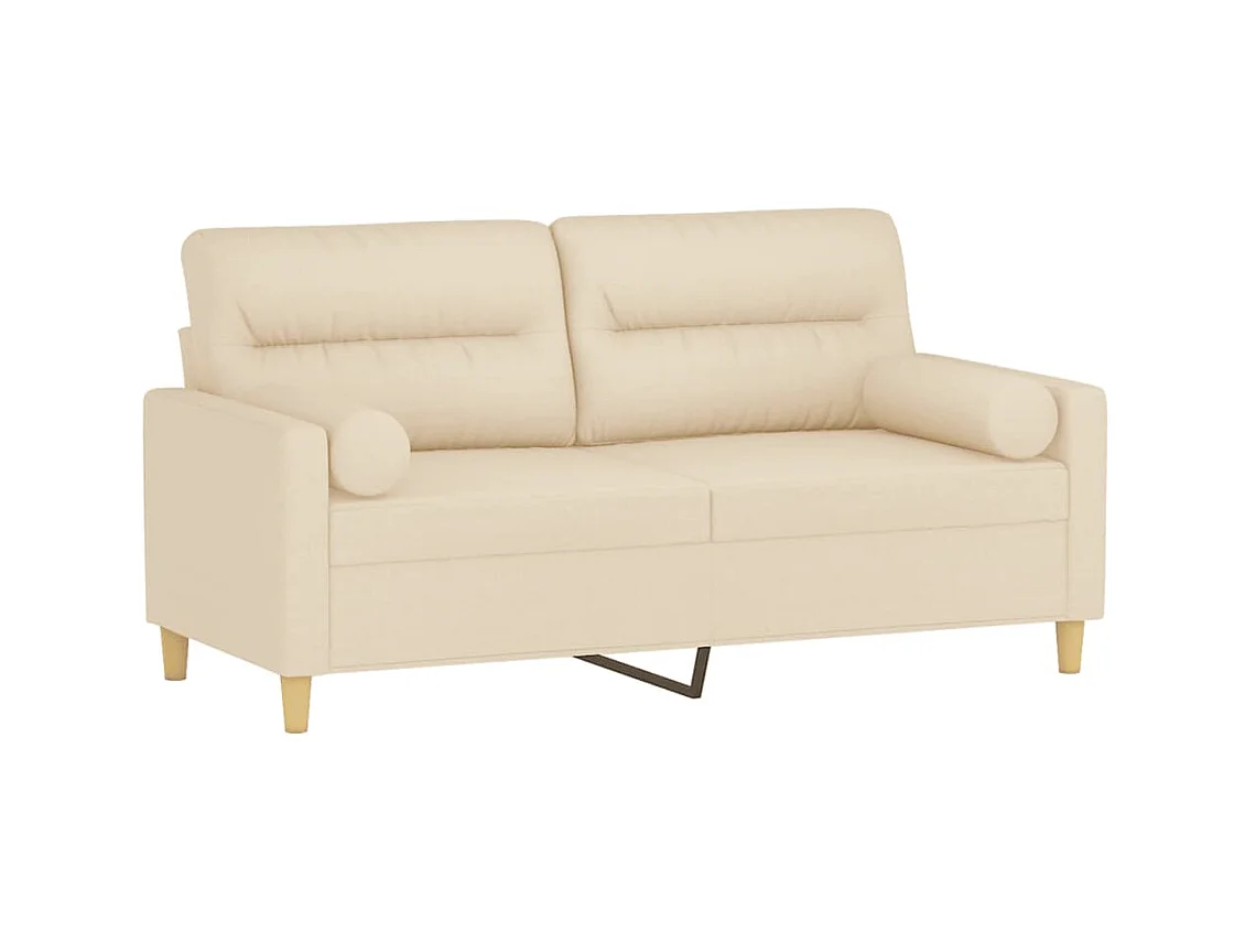 Canapé à 2 places avec oreillers décoratifs crème 140 cm tissu OLA4126