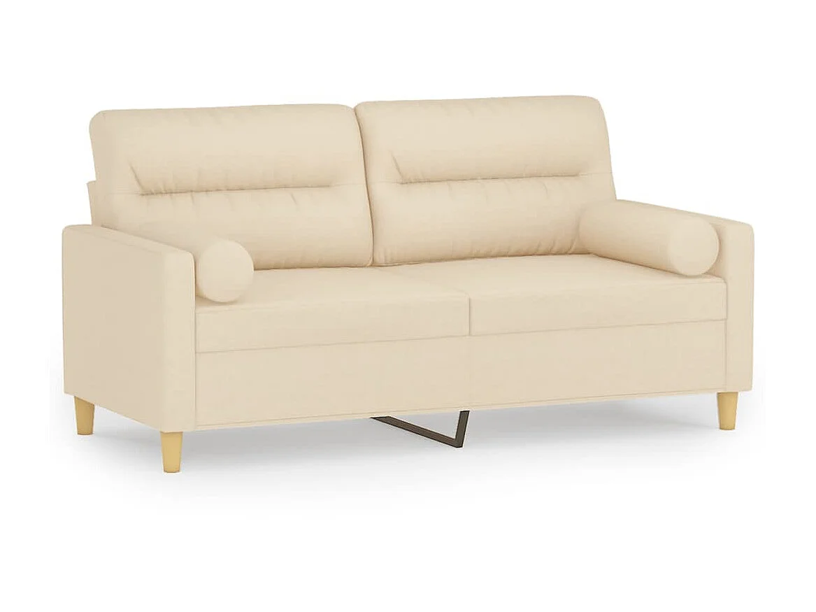 Sofá de 2 plazas con cojines tela color crema 140 cm ES651282