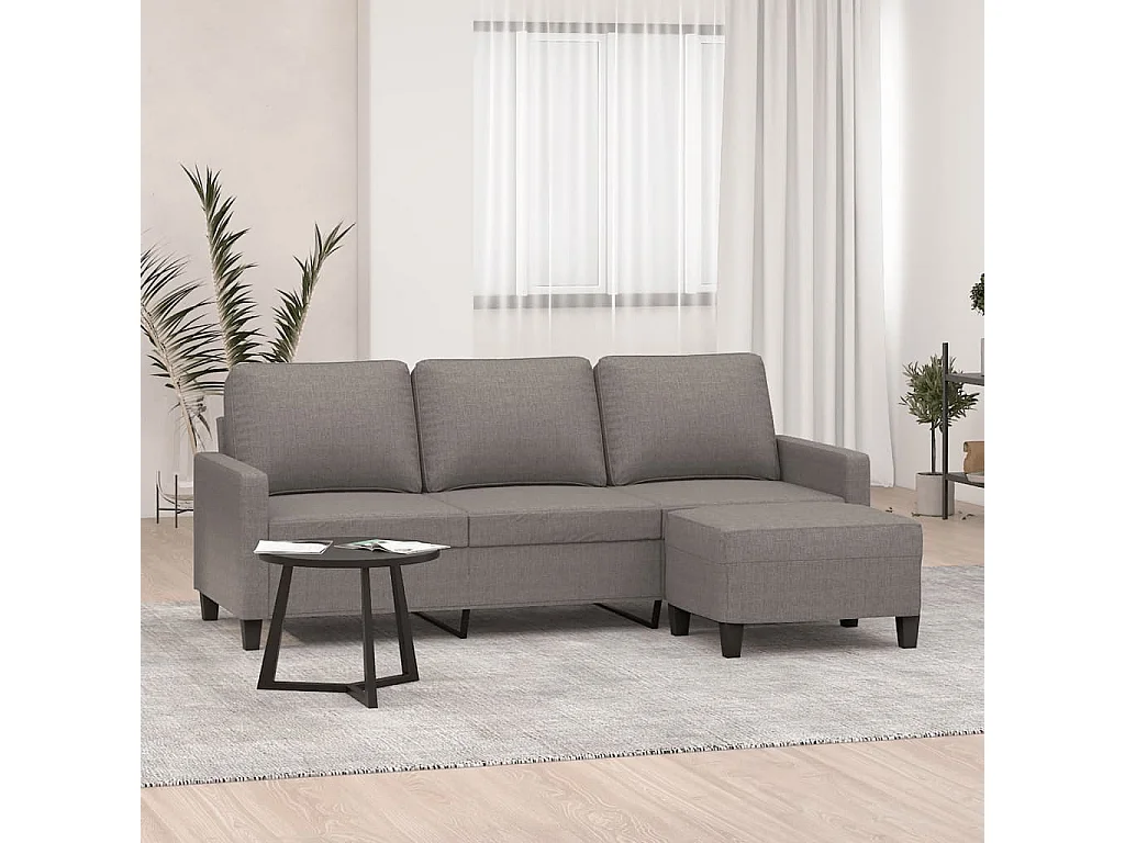 Sofá 3 lugares com apoio de pés 180 cm tecido cinza-acastanhado PT899631