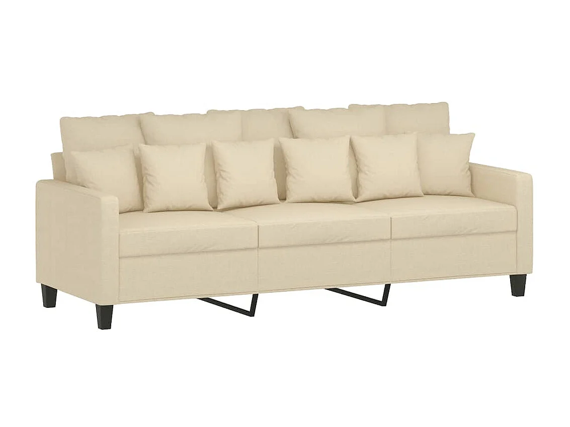 Canapé à 3 places avec repose-pieds Crème 180 cm Tissu LODW17555