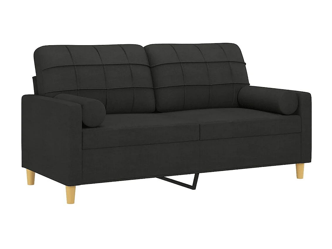 Canapé à 2 places avec oreillers décoratifs noir 140 cm tissu OID4714