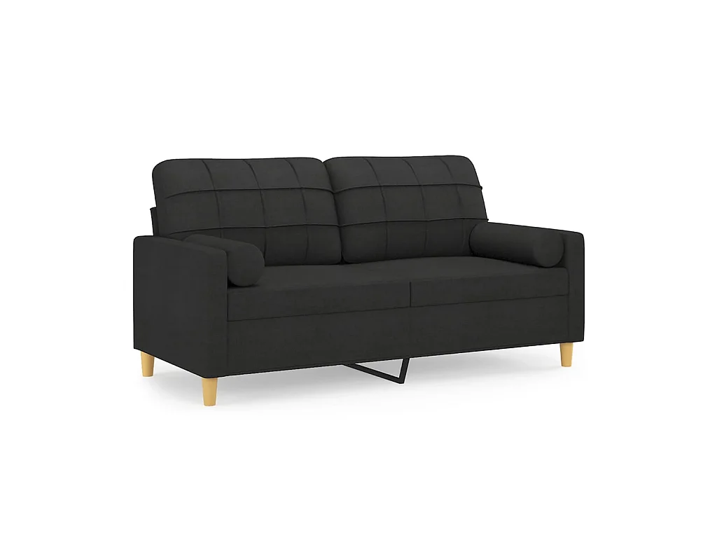 2-Sitzer-Sofa | Wohnzimmersofa mit Zierkissen Schwarz 140 cm Stoff -gkd114626