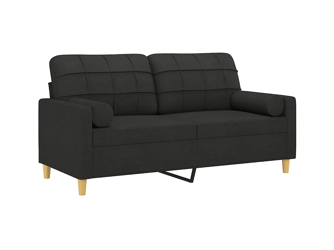 2-Sitzer-Sofa | Wohnzimmersofa mit Zierkissen Schwarz 140 cm Stoff -gkd114626