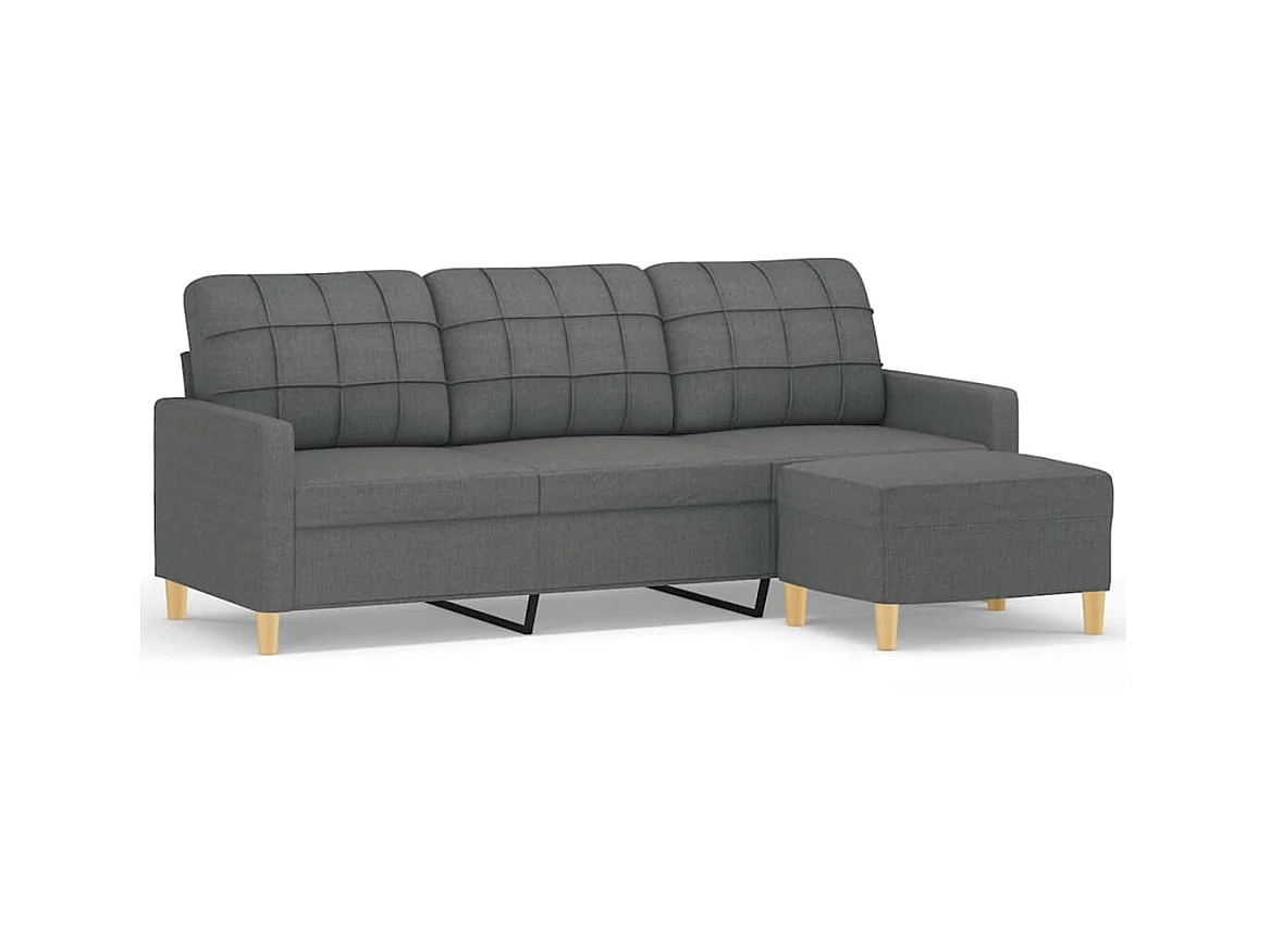 3-Sitzer-Sofa | Wohnzimmersofa mit Hocker Dunkelgrau 180 cm Stoff -gkd577236
