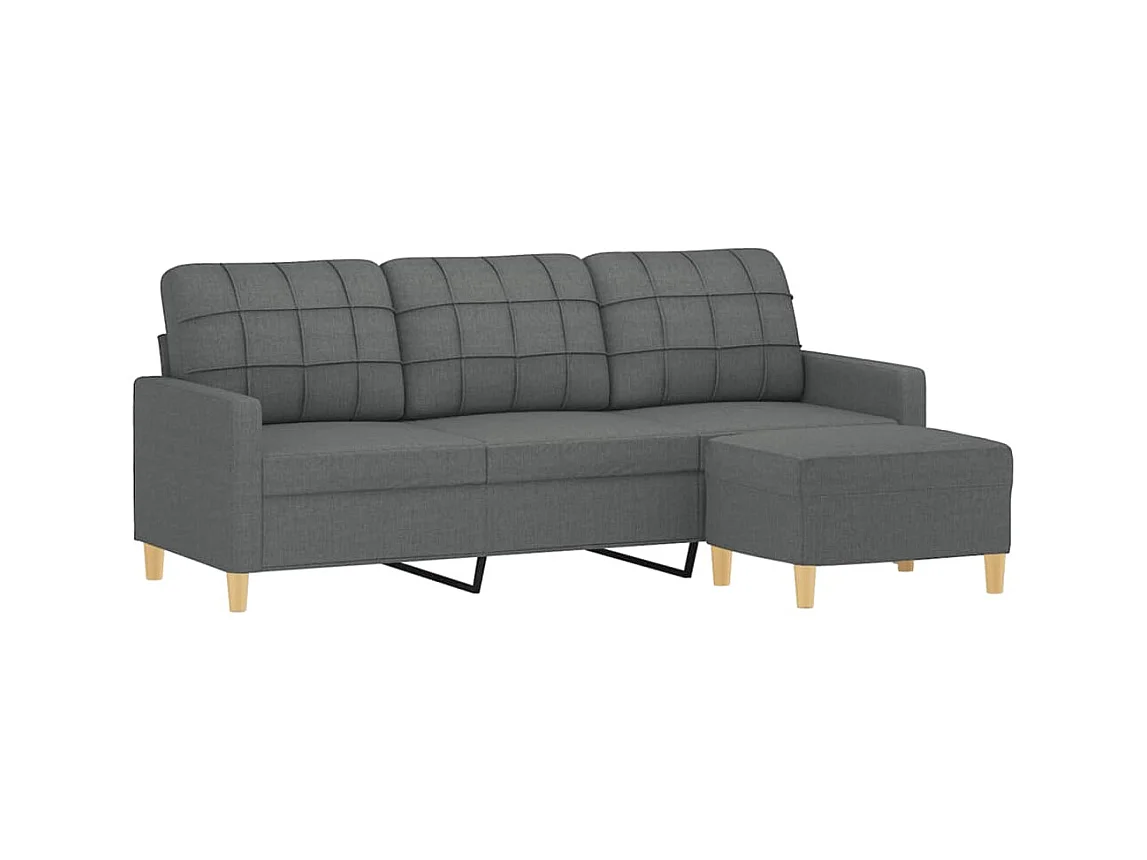 3-Sitzer-Sofa | Wohnzimmersofa mit Hocker Dunkelgrau 180 cm Stoff -gkd577236