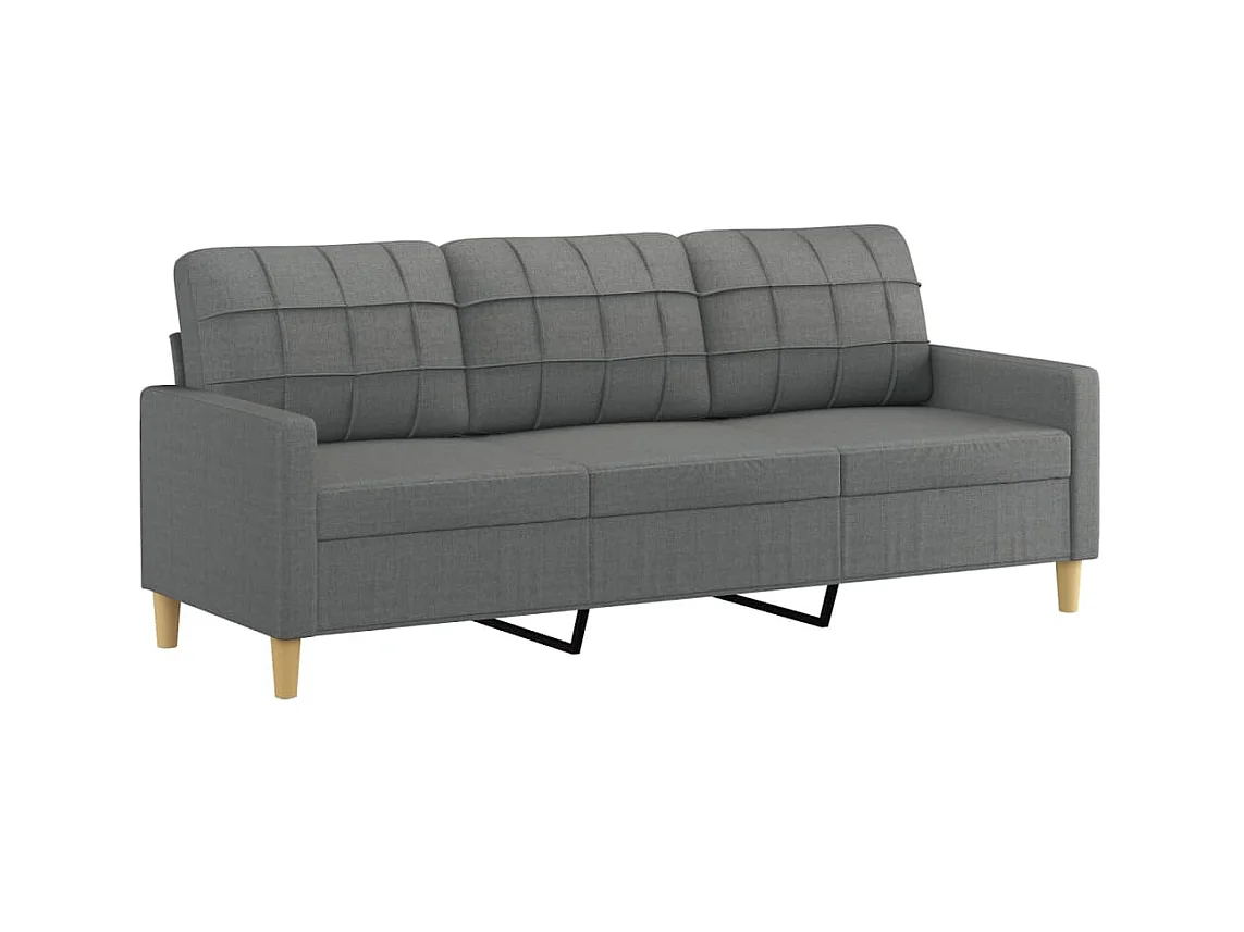 3-Sitzer-Sofa | Wohnzimmersofa mit Hocker Dunkelgrau 180 cm Stoff -gkd577236