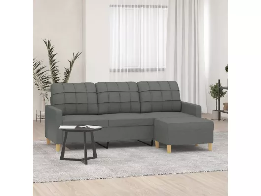 Kauf Unique 3-Sitzer-Sofa | Wohnzimmersofa mit Hocker Dunkelgrau 180 cm Stoff -gkd577236