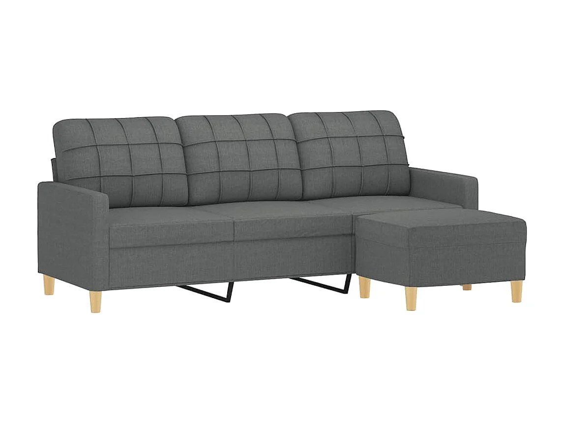 Canapé à 3 places avec repose-pieds Gris foncé 180 cm Tissu OID8908