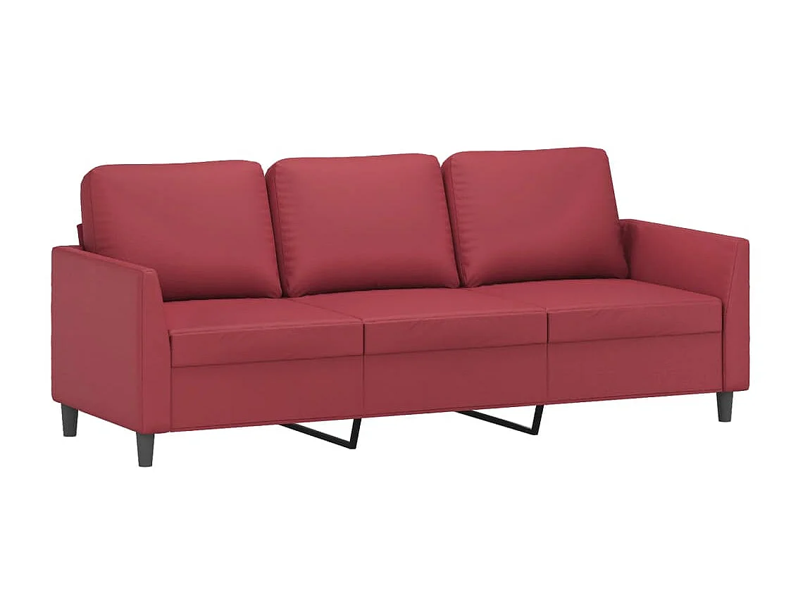 Canapé à 3 places repose-pieds Rouge bordeaux 180 cm Similicuir LODW70103