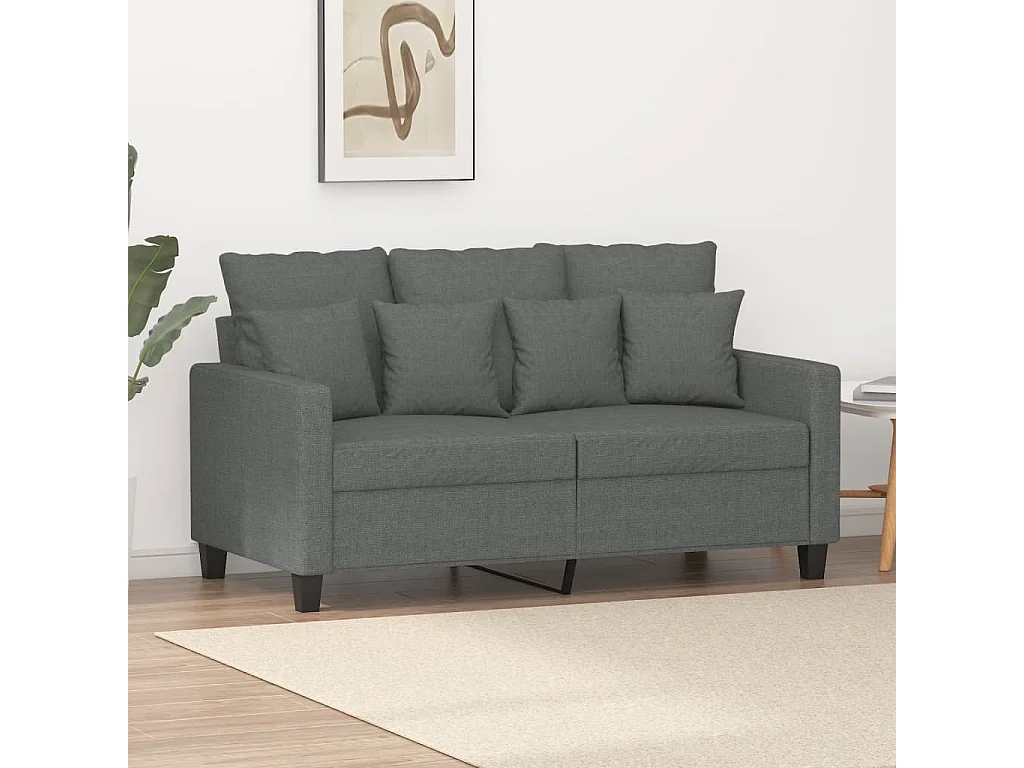 Canapé à 2 places Gris foncé 120 cm Tissu LODW81489