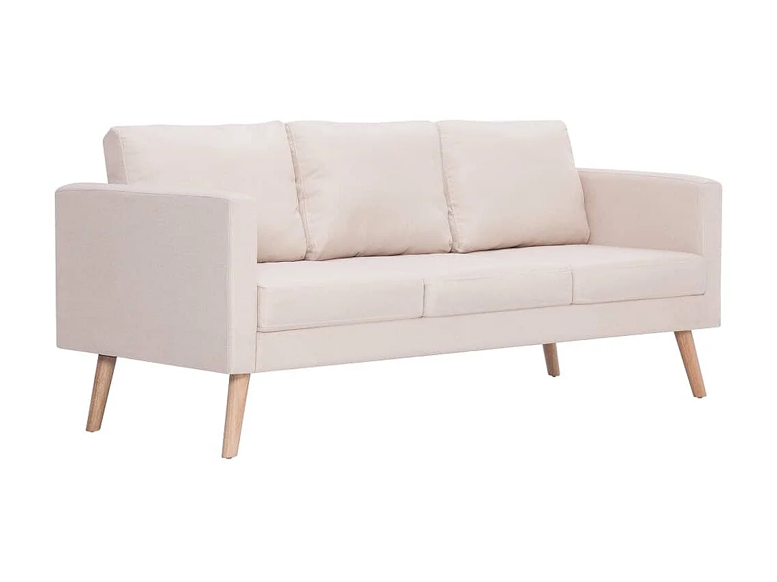 3-Sitzer-Sofa | Wohnzimmersofa Stoff Cremeweiß -gkd484991
